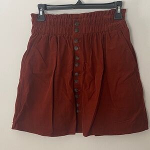 Rust Button-Front Women's Skirt